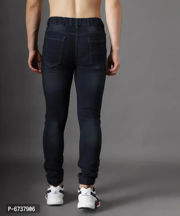 Stylish Cotton Blend Navy Blue Slim Fit Joggers For Men - Navy Blue, 36
