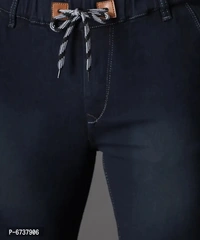 Stylish Cotton Blend Navy Blue Slim Fit Joggers For Men - Navy Blue, 36