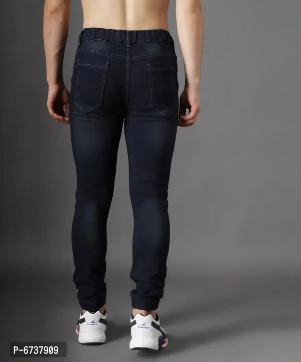 Stylish Cotton Blend Navy Blue Slim Fit Joggers For Men - Navy Blue, 36