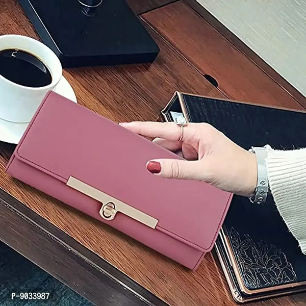 ALSU Women's Peach Hand Clutch Wallet Purse_LDU-012pch