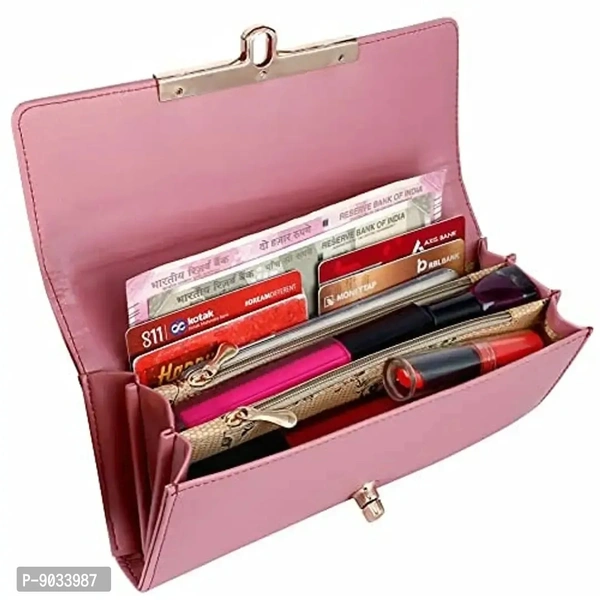 ALSU Women's Peach Hand Clutch Wallet Purse_LDU-012pch