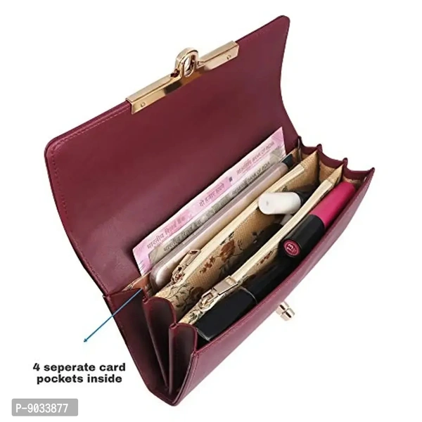 ALSU Women's Maroon Hand Clutch Wallet Purse_LDU-012maroon