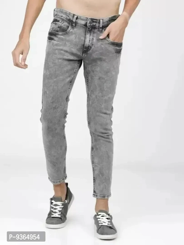 Stylish Men Cotton blend Jeans - Gray, 36