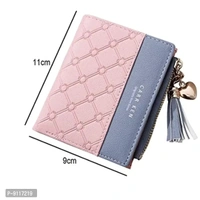 Syga PU Leather Zipper Wallet for Women, Pink - Abstract Pattern