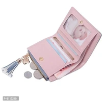 Syga PU Leather Zipper Wallet for Women, Pink - Abstract Pattern