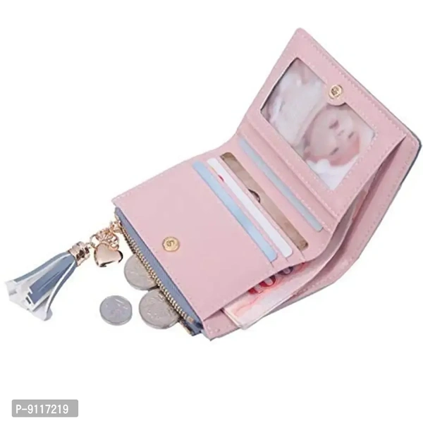 Syga PU Leather Zipper Wallet for Women, Pink - Abstract Pattern