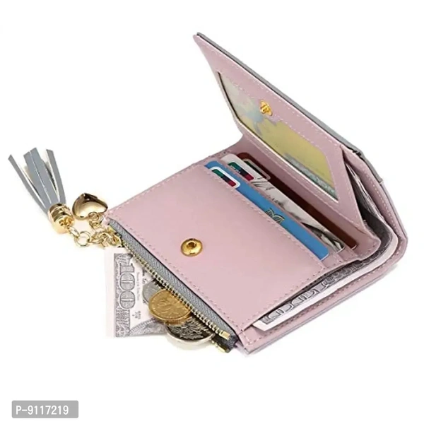 Syga PU Leather Zipper Wallet for Women, Pink - Abstract Pattern