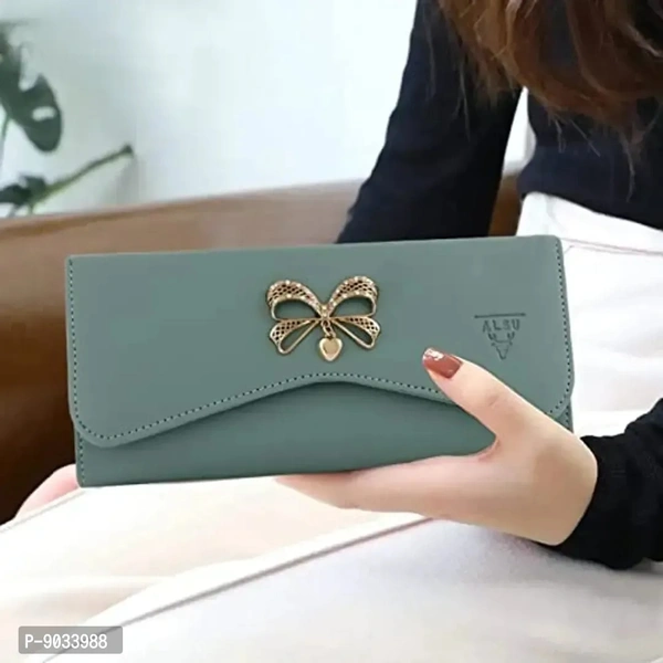 ALSU Women's Bluish Green Hand Clutch Wallet Purse (gdu-015blugrn)