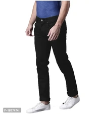 Black Stretchable Denim Regular Fit Jeans - Black, 30