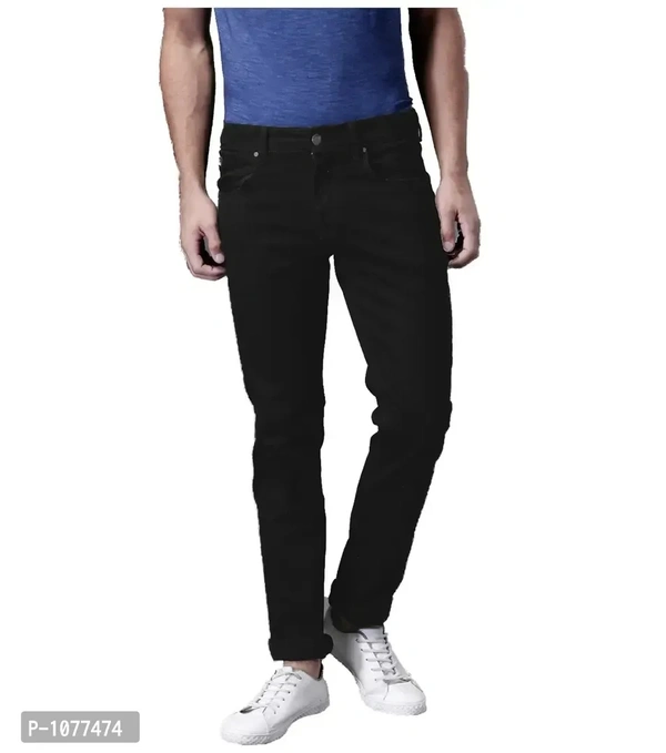 Black Stretchable Denim Regular Fit Jeans - Black, 32