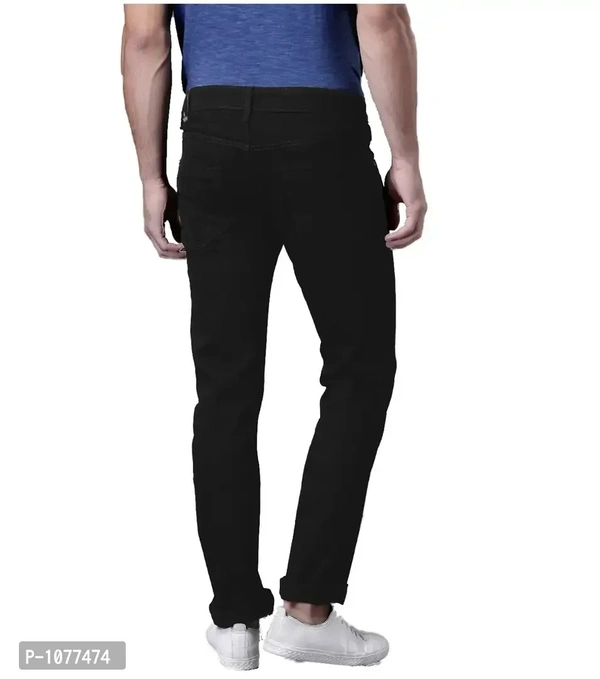 Black Stretchable Denim Regular Fit Jeans - Black, 32