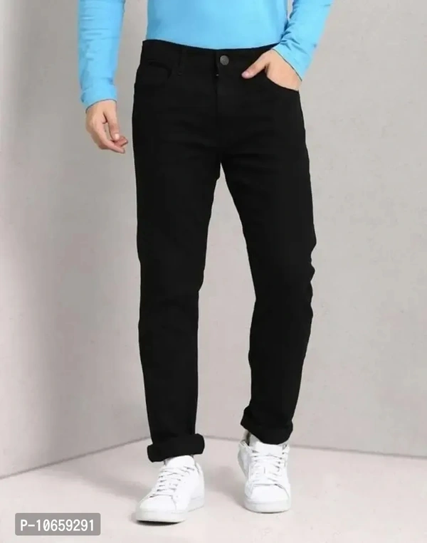 Fashion Regular Fit Denim Jeans For Men - Black, 32