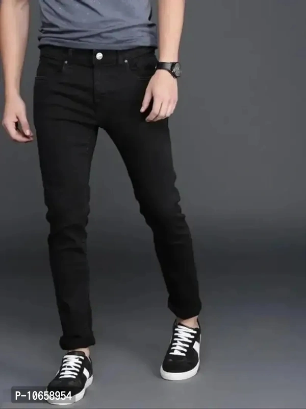 Fashion Regular Fit Denim Jeans For Men - Black, 30