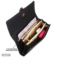 ALSU Women's Black Hand Wallet Hand Clutch with 4 Card Pocket_gdu-009blk