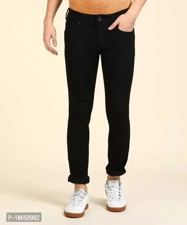 Fashion Regular Fit Denim Jeans For Men - Black, 30