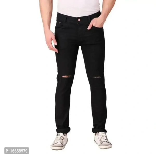 Fashion Regular Fit Denim Jeans For Men - Black, 34