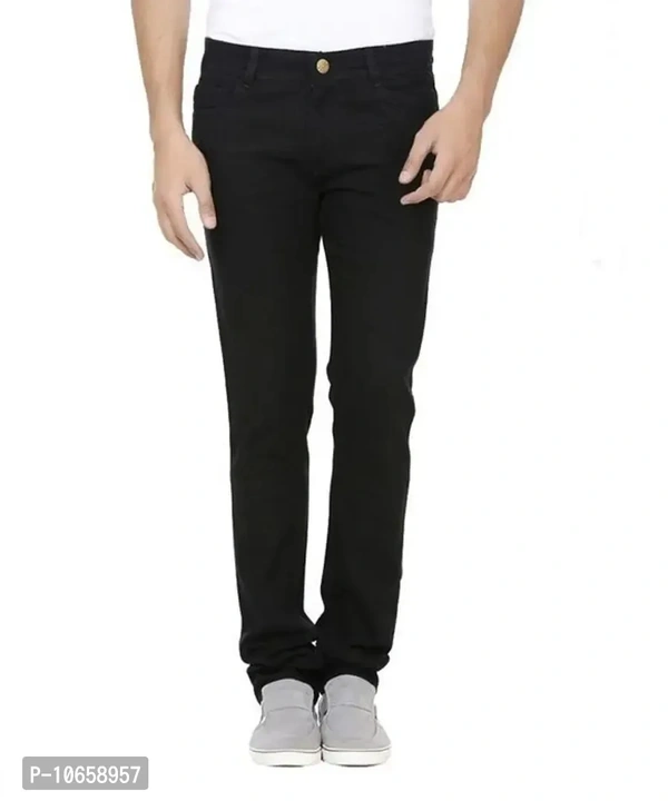Fashion Regular Fit Denim Jeans For Men - Black, 28