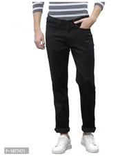 Black Stretchable Denim Regular Fit Jeans - Black, 30