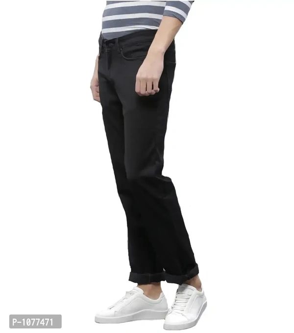 Black Stretchable Denim Regular Fit Jeans - Black, 30