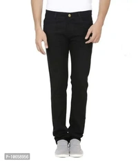 Black Stretchable Denim Regular Fit Jeans - Black, 34