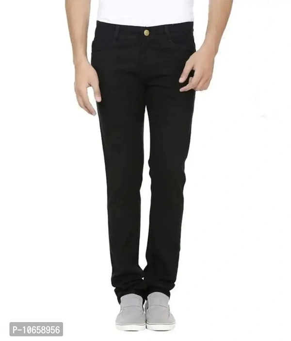 Black Stretchable Denim Regular Fit Jeans - Black, 32