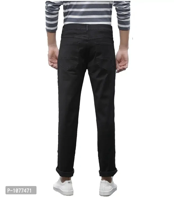 Black Stretchable Denim Regular Fit Jeans - Black, 34