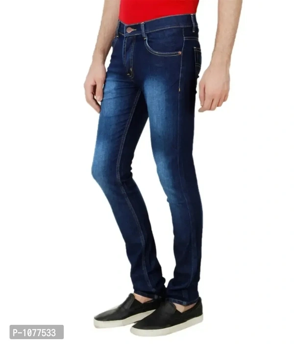 Blue Strechable Regular Wear Jeans - 28