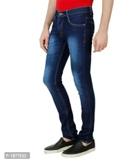 Blue Strechable Regular Wear Jeans - 34