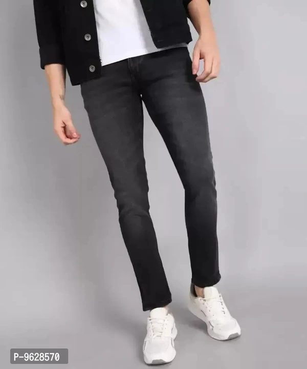 Elegant Denim Black Solid Skinny Fit Jeans For Men - Black, 32