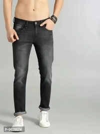 Elegant Denim Black Solid Skinny Fit Jeans For Men - 34