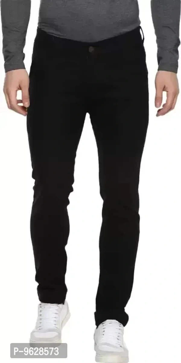 Elegant Denim Black Solid Slim Fit Jeans For Men - Black, 28