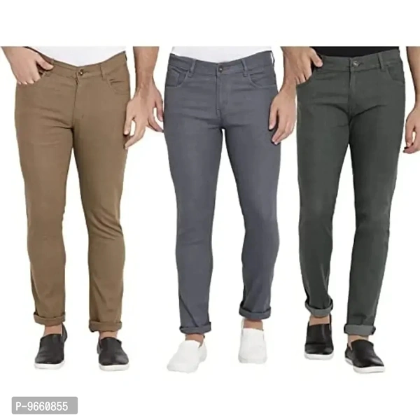 DAIS Men Skinny Fit Mid Rise Mildy Wash Grey,Khakhi and Olive Pack of 3 Jeans - 28