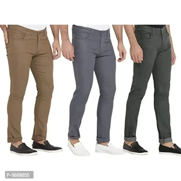 DAIS Men Skinny Fit Mid Rise Mildy Wash Grey,Khakhi and Olive Pack of 3 Jeans - 28
