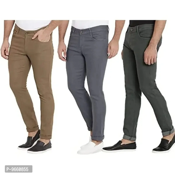 DAIS Men Skinny Fit Mid Rise Mildy Wash Grey,Khakhi and Olive Pack of 3 Jeans - 30