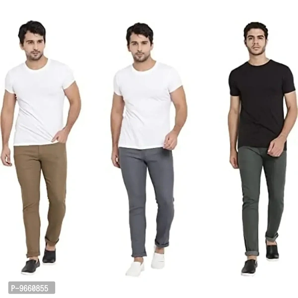 DAIS Men Skinny Fit Mid Rise Mildy Wash Grey,Khakhi and Olive Pack of 3 Jeans - 34