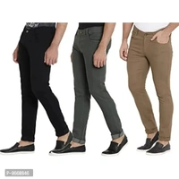DAIS Men Skinny Fit Mid Rise Mildy Wash Black,Khakhi and Olive Pack of 3 Jeans - 32