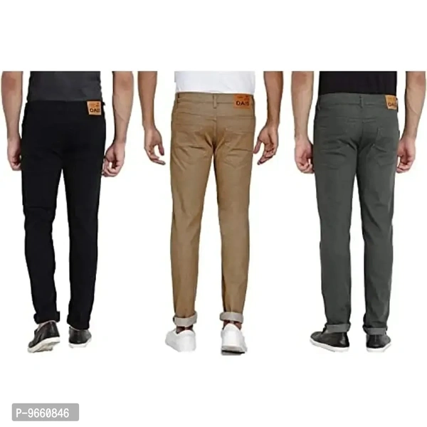 DAIS Men Skinny Fit Mid Rise Mildy Wash Black,Khakhi and Olive Pack of 3 Jeans - 36