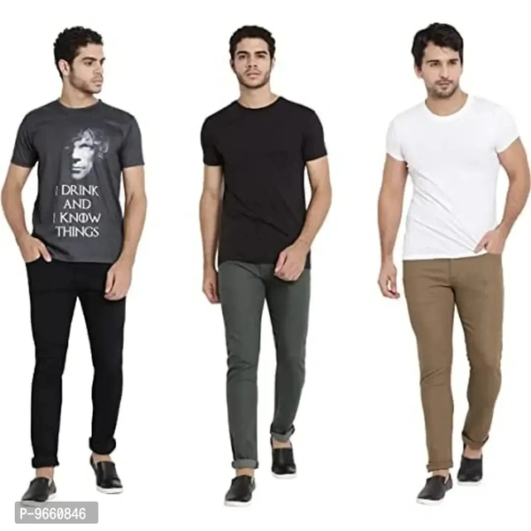 DAIS Men Skinny Fit Mid Rise Mildy Wash Black,Khakhi and Olive Pack of 3 Jeans - 38