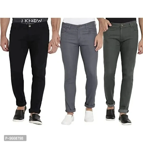 DAIS Men Skinny Fit Mid Rise Mildy Wash Grey,Black and Olive Pack of 3 Jeans - 38