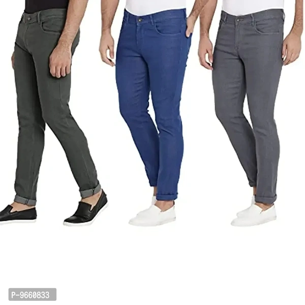 DAIS Men Skinny Fit Mid Rise Mildy Wash Olive, Grey and Light Blue Pack of 3 Jeans - 32