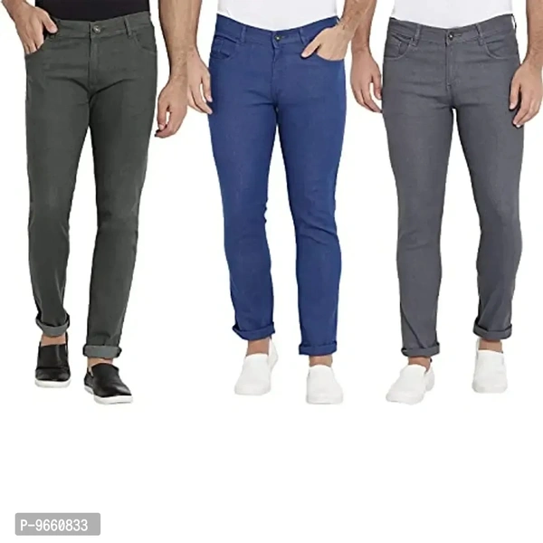 DAIS Men Skinny Fit Mid Rise Mildy Wash Olive, Grey and Light Blue Pack of 3 Jeans - 34