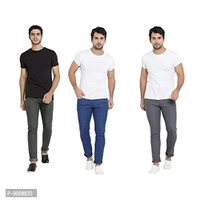DAIS Men Skinny Fit Mid Rise Mildy Wash Olive, Grey and Light Blue Pack of 3 Jeans - 36