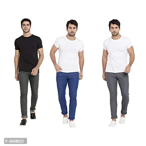 DAIS Men Skinny Fit Mid Rise Mildy Wash Olive, Grey and Light Blue Pack of 3 Jeans - 36