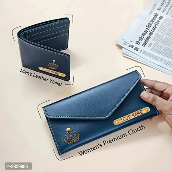 The Bling Stores Personalized PU Leather Clutch & Wallet Combo for Women