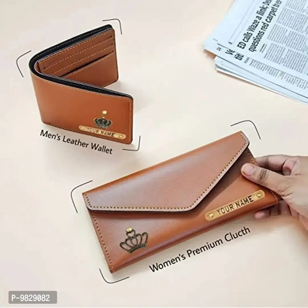 The Bling Stores Personalized PU Leather Clutch & Wallet Combo for Women 