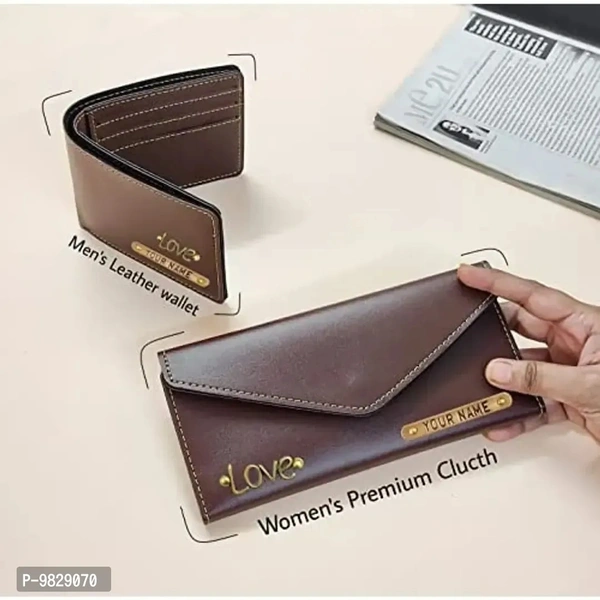 The Bling Stores Personalized PU Leather Clutch & Wallet Combo for Women