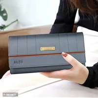 ALSU Women's Trendy Blue Hand Clutch Wallet with Phone Pocket Card Holder (klm-014gryblu)