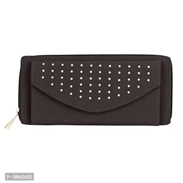 Tap Fashion Women's Gold Beaded Multi Pocket Gliter Clutch/Purse/Wallet (Chocolate Brown)