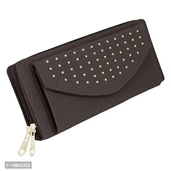 Tap Fashion Women's Gold Beaded Multi Pocket Gliter Clutch/Purse/Wallet (Chocolate Brown)