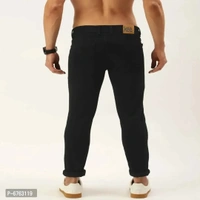 Mens Black Slim Fit Mid-Rise Slash knee Jeans - Black, 30